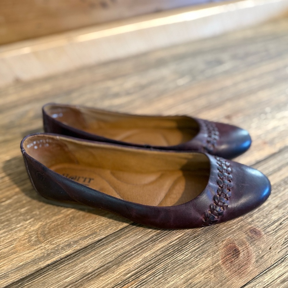 Born Burgundy Leather Flats